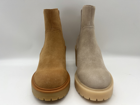 Đầu tròn Một miếng đế ngoài TPR ， da lộn da bò mềm Boots dành cho phụ nữ ， Thiết kế đàn hồi không có dây kéo