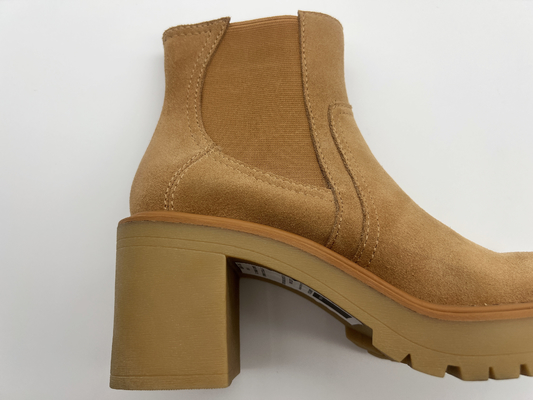 Đầu tròn Một miếng đế ngoài TPR ， da lộn da bò mềm Boots dành cho phụ nữ ， Thiết kế đàn hồi không có dây kéo