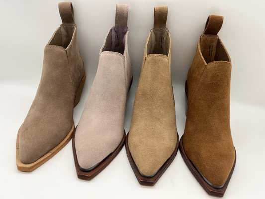 Màu nâu da bò mềm da lộn của phụ nữ Boots mắt cá chân ， gót abs với đế ngoài chống trượt TPR