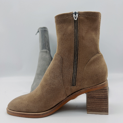 Nữ công sở Da báo in họa tiết mắt cá chân Boots Màu be Tan Đen Da Nappa mềm phía trên