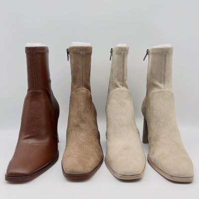 Áo khoác da nữ màu trắng Boots mềm mại Tan bằng da không thấm nước Boots da cổ chân
