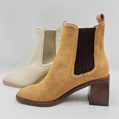 Boots da tròn ngón chân cho phụ nữ Boots Tan / Beige với dây thun
