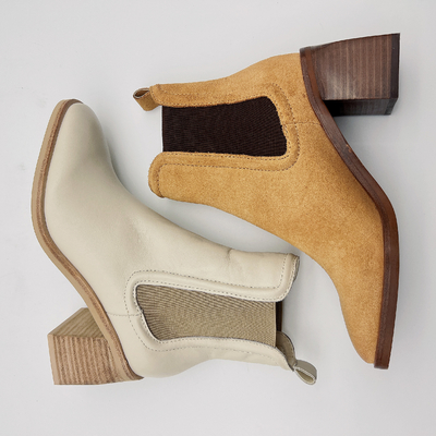 Boots da tròn ngón chân cho phụ nữ Boots Tan / Beige với dây thun
