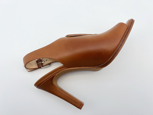 Tan High Heel Open Toe Sandals # 6 - # 11 Da thật Dép nữ SGS