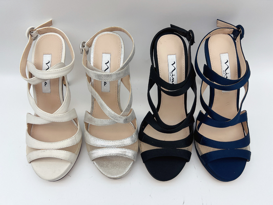Open Toe Stiletto Elastic Strap Dép cao gót Da Nappa mềm / Phù hợp với lưới mềm