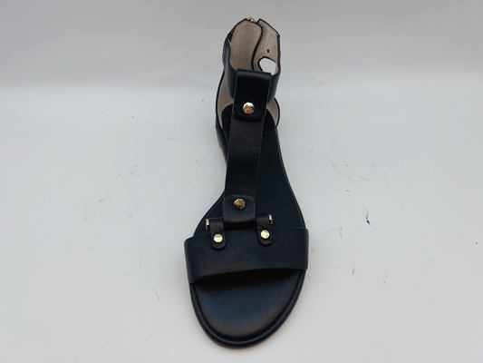 Ladies Black T Strap Giày bệt Peep Toe Mềm Nappa Da thật Dép La Mã cổ điển
