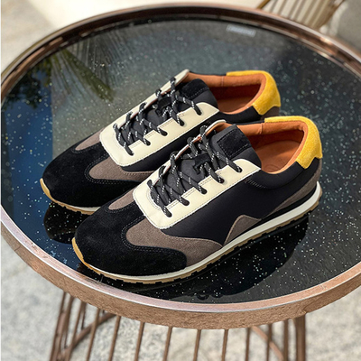 Giày thể thao bền bỉ Giày thể thao da mềm không trơn trượt Giày tennis da đen