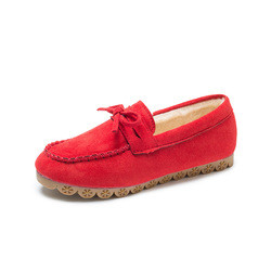 Flat Gân Bò Plus Velvet Casual Ladies Cotton Shoes Lazy