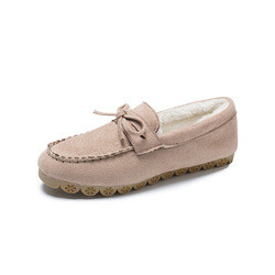 Flat Gân Bò Plus Velvet Casual Ladies Cotton Shoes Lazy