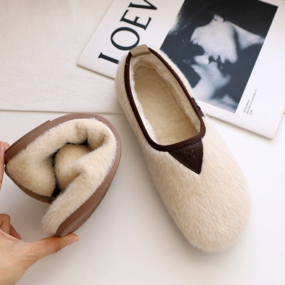 Phụ nữ mang thai Giày đế bằng cotton mềm đế bằng Plus nhung ấm áp