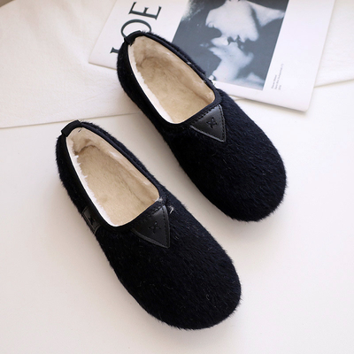 Phụ nữ mang thai Giày đế bằng cotton mềm đế bằng Plus nhung ấm áp