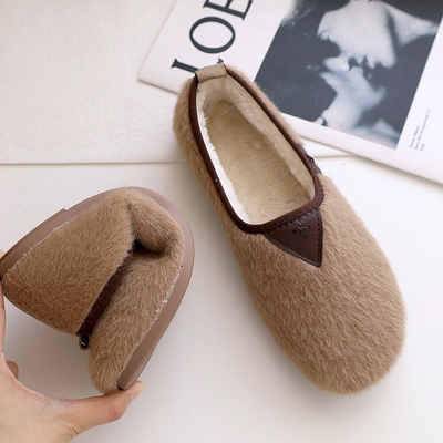Phụ nữ mang thai Giày đế bằng cotton mềm đế bằng Plus nhung ấm áp