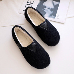 Phụ nữ mang thai Giày đế bằng cotton mềm đế bằng Plus nhung ấm áp