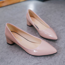 Mùa Xuân Giày Đơn Mũi Nhọn Giày Cao Gót Da 4cm Trên Bơm Văn Phòng Kinh Doanh Nữ Gót Thấp