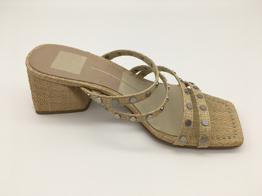 # 6 - # 11 Summer Chunky Heel Sandals / Tan Ladies Peep Toe Sandals