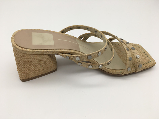# 6 - # 11 Summer Chunky Heel Sandals / Tan Ladies Peep Toe Sandals
