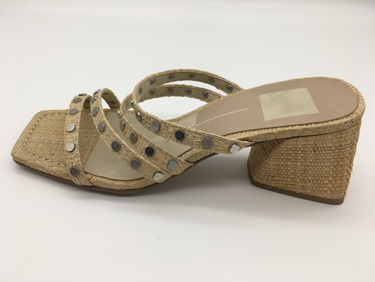 # 6 - # 11 Summer Chunky Heel Sandals / Tan Ladies Peep Toe Sandals
