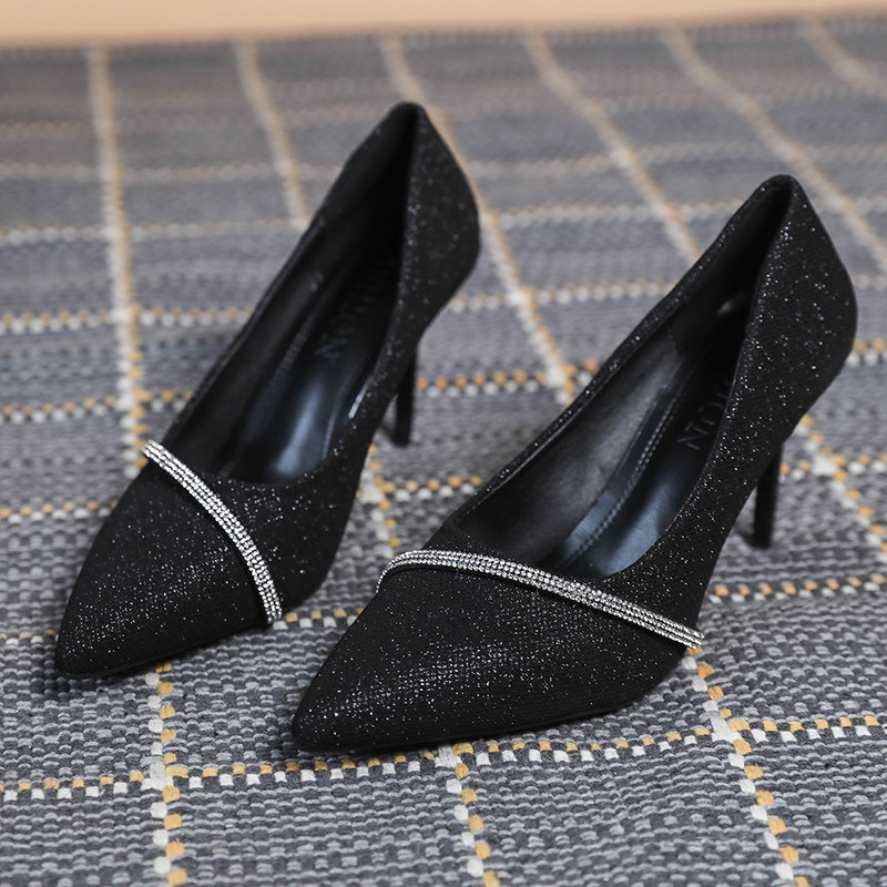 Sáng Bóng Sang Trọng Giày Cao Gót Giày Rhinestone Business Lager Size Nữ Đám Cưới Mùa Hè
